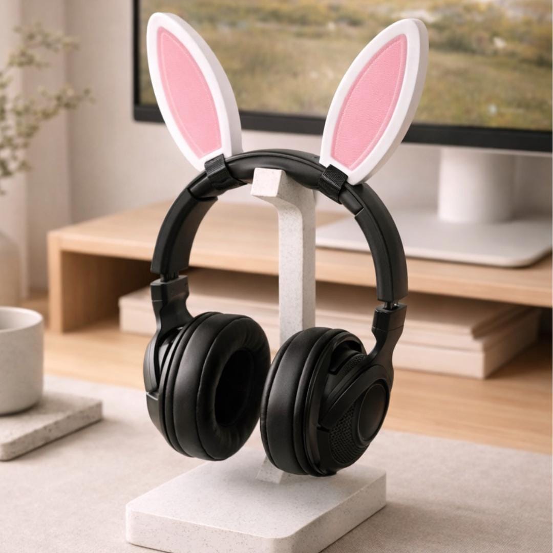 Simple Rabbit With Headphones Rabbit Ears for Headphones – Custom Colours – Minimalist Decoration for ...