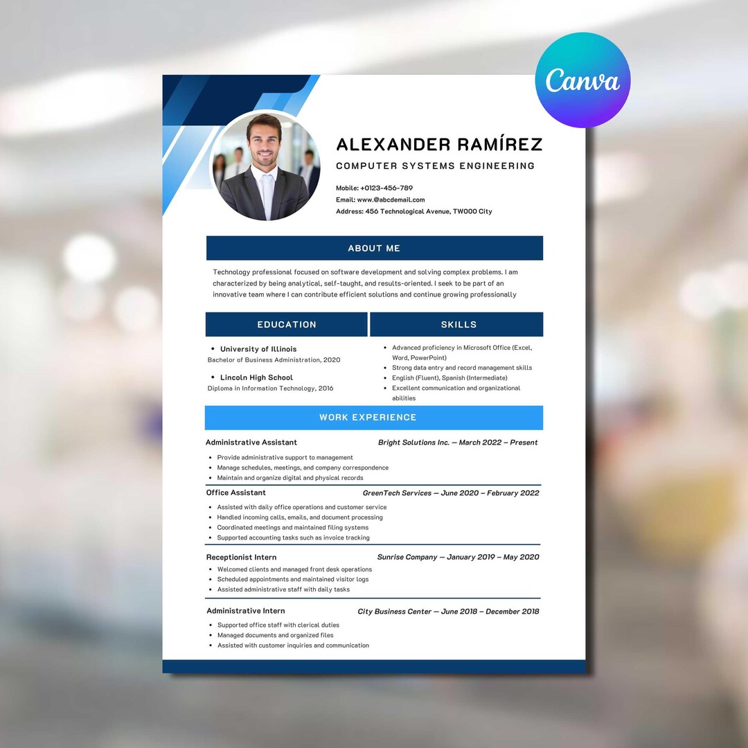 Editable Resume & Cover Letter Template With Photo – Modern CV ...