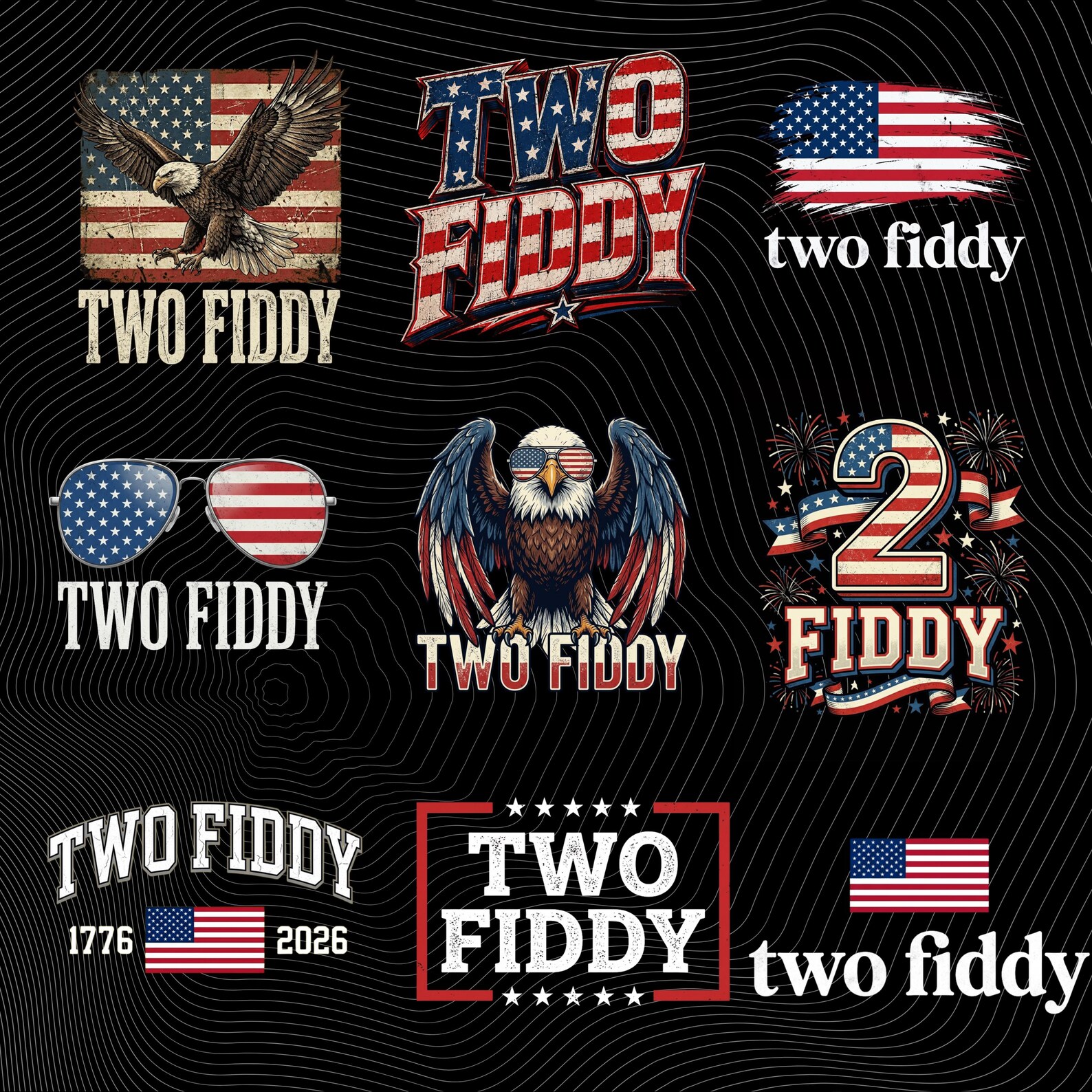 Two Fiddy Two Fiddy PNG Bundle 2 Fiddy 250th Anniversary PNG: Patriotic America ...