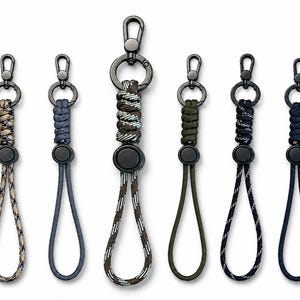 Paracord Wrist Strap with Phone Tether Tab, Adjustable EDC Lanyard, Handmade 550 Paracord, Carabiner Clip for Phone, Camera, Backpack