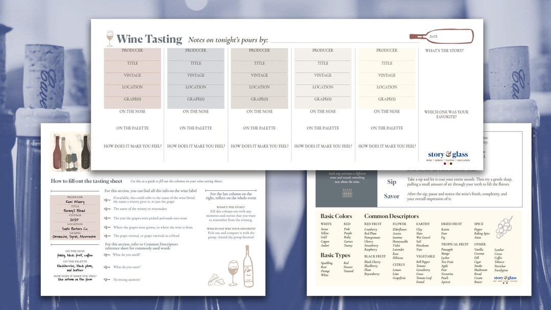 Printable Wine Tasting Sheet | Digital Download for Wine Party - Etsy