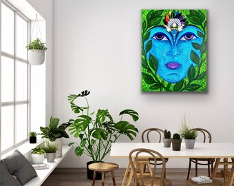 Nature Goddess Original 24" X 30" Mixed Media Acrylic Painting - Unframed