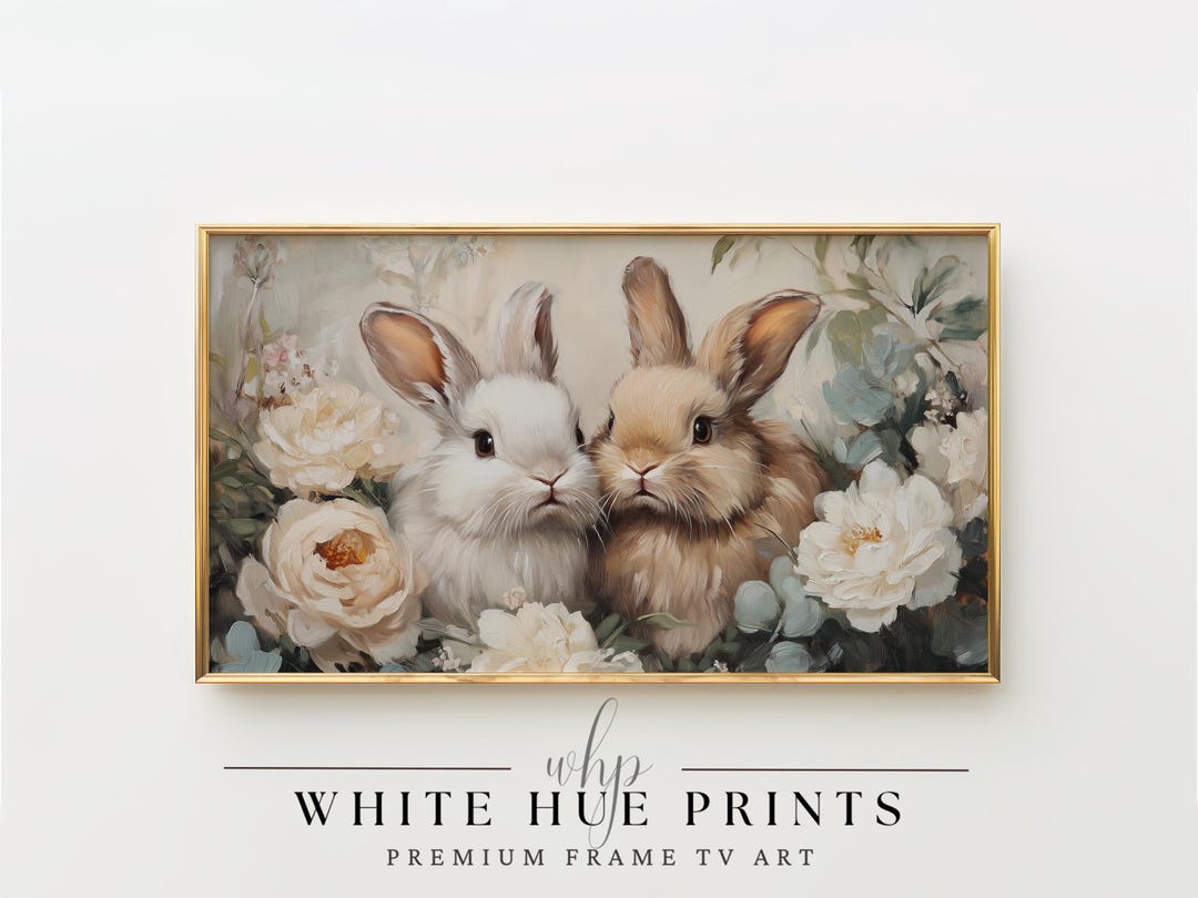 Cozy Rabbits Frame TV Art, Vintage Floral Decor (digital Download) 422 ...