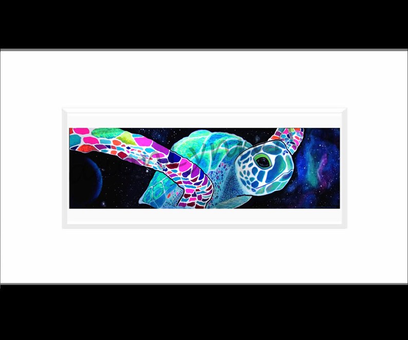 Sea Turtle Wall Art Outer Space Surf Art Sea Turtle Wall Etsy