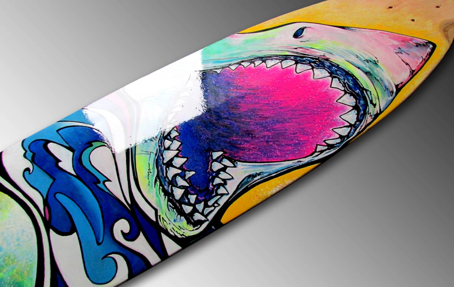 Great White Shark Painting Longboard Hand Painted Great White Etsy