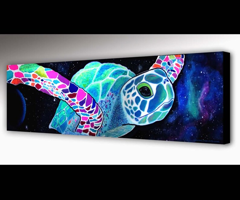 Sea Turtle Wall Art Outer Space Surf Art Sea Turtle Wall Etsy