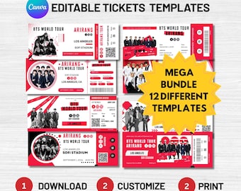 Bearbeitbare Konzertkartenvorlage Canva | K-Pop Fan Geschenk | Druckbare Konzert-Karte | Personalisierte Andenken | Sofortdownload | Bündel