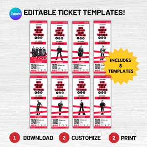 Plantilla editable de entrada de concierto en Canva / Regalo para fans del K-Pop / Entrada de concierto imprimible / Recuerdo personalizado / Descarga instantánea