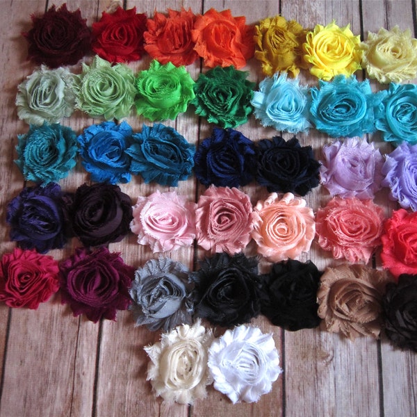 Set of 6 Chiffon Hair Flowers Clips - You Pick from 37 Colors