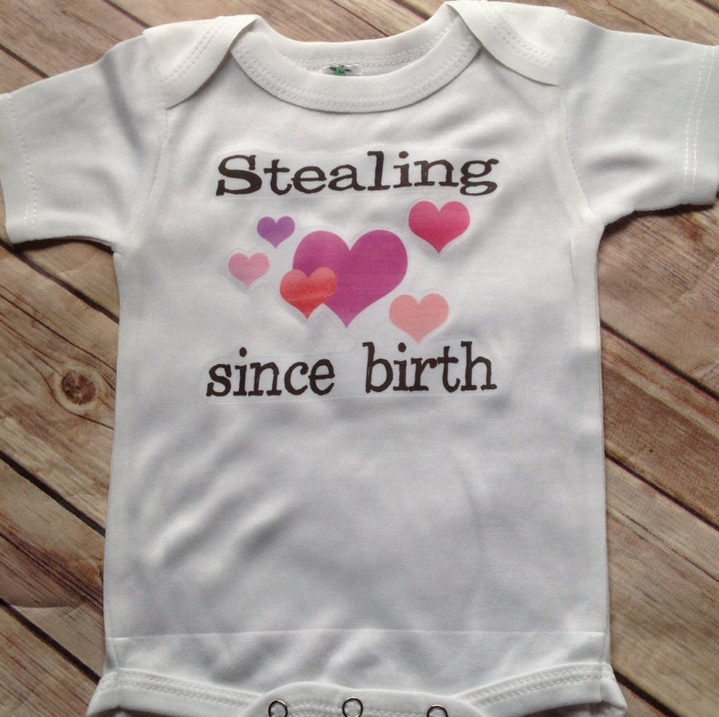 NEW Baby First Valentines One Piece Long Sleeve Steal Hearts Size NB thru 12M