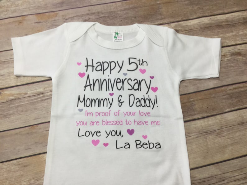Happy Anniversary one piece or Shirt Custom Text ColorsWording