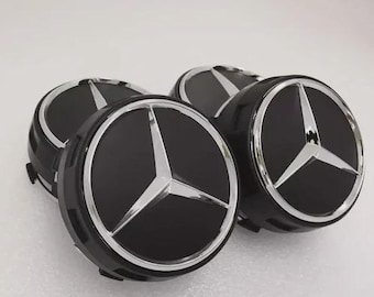 4 Mercedes logo hubcaps 75mm