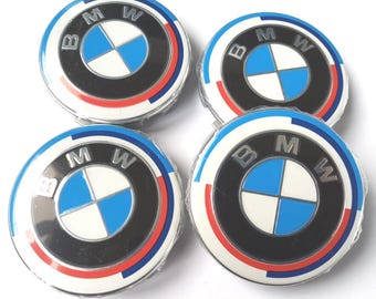 4 BMW 50th Anniversary Wheel Center Caps 56mm 60mm 68mm Logo Rim Hub Cap