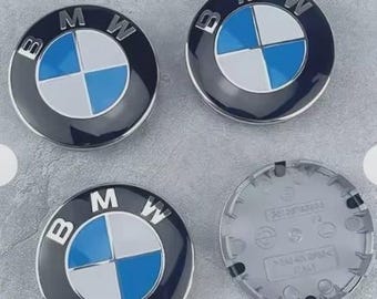 4 BMW logo hubcaps, 56mm x 68mm