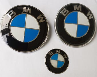 BMW logos, emblem, steering wheel, hood, trunk