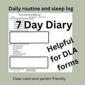 Rutina SEND de 7 días y registro de sueño / Diario de evidencia DLA / Imprimible fácil de usar para padres / Apoyo SEN
