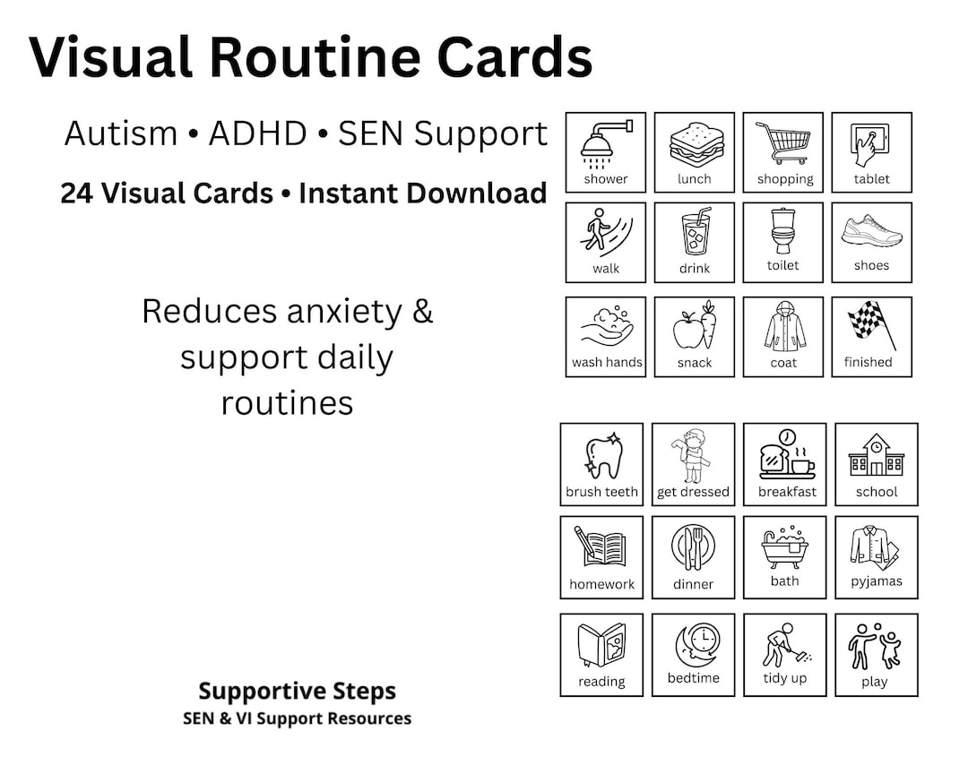 Sen Routine Ideas Visual Routine Cards Printable | Autism Visual Schedule Cards | SEN ...