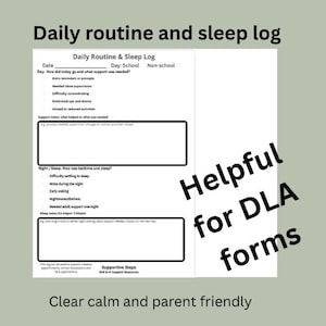 SEND Routine & Sleep Log / DLA Evidence Diary / Parent-Friendly Printable/ SEN Support