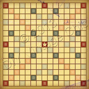 Vintage-looking Scrabble Board - Printable JPG file