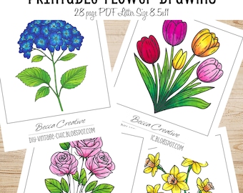 Printable Adult Coloring Book ~ Floral Sketches | Personalized
