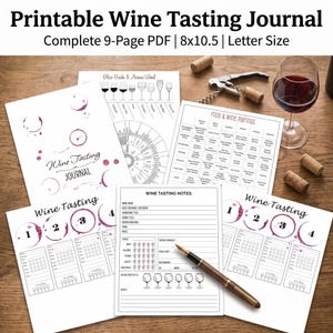 Carnet de dégustation de vin à imprimer : Notes de dégustation personnalisées (Téléchargement PDF)