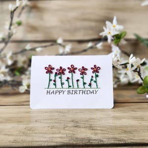 Handcrafted Embroidered Birthday Cards | Flowers | Birthdays | Special Occasions