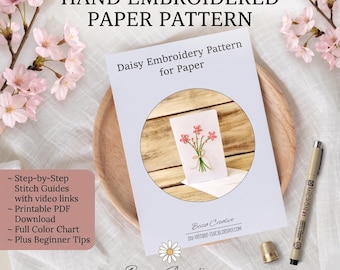Embroidery Pattern for Paper PDF | Beginner Friendly Hand Embroidery Design | Tutorial | Florals | Signs
