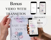 Neutral Baby Announcement Template | Pregnancy & Birth Announcement Printable / Digital/ with transition | Welcome Baby