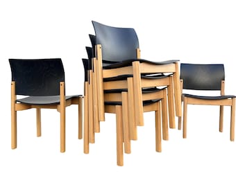 Sillas de comedor apilables vintage de mediados de siglo, modernas Kusch co.