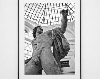 Dioscuri of the Quirinal, Castor and Pollux statue in Rome - Black and White fine Art Photography Print