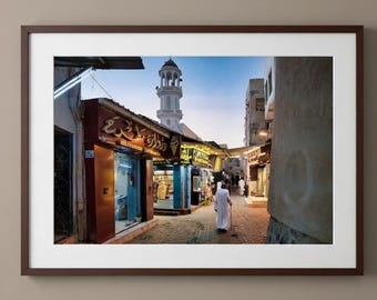 Mutrah Souq, Muscat in Oman - Photograph taken at sunset in the streets of an ancient Middle Eastern souq.
