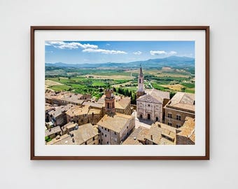 Pienza, Tuscany - Photographic print of an aerial view of the "ideal city" of Pienza, in Tuscany near Siena (ITALY).