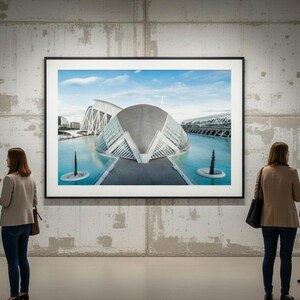 Valencia, Spain, photographic print of the "Ciutat de les Arts i les Ciències": the Hemisfèric, a modern Calatrava building. image 11