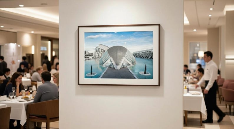 Valencia, Spain, photographic print of the "Ciutat de les Arts i les Ciències": the Hemisfèric, a modern Calatrava building. image 4