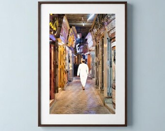 Mutrah Souq, Muscat in Oman - Photograph taken at sunset in the streets of an ancient Middle Eastern souq.