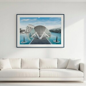 Valencia, Spain, photographic print of the "Ciutat de les Arts i les Ciències": the Hemisfèric, a modern Calatrava building. image 8