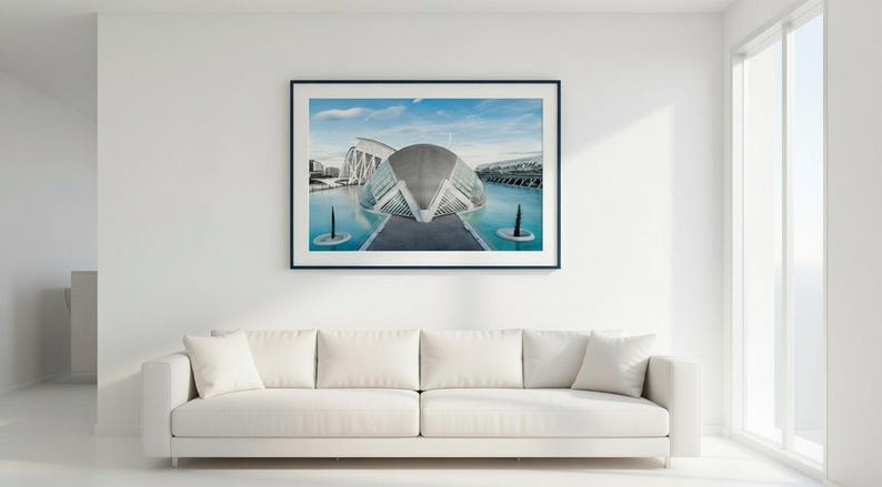 Valencia, Spain, photographic print of the "Ciutat de les Arts i les Ciències": the Hemisfèric, a modern Calatrava building. image 8