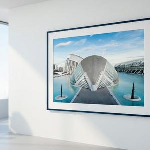 Valencia, Spain, photographic print of the "Ciutat de les Arts i les Ciències": the Hemisfèric, a modern Calatrava building. image 10