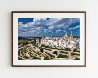 Locorotondo Puglia Italy Photo Print, White Village Aerial Wall Art, Valle d'Itria Vineyard Landscape, Italian Travel Poster, Home Decor