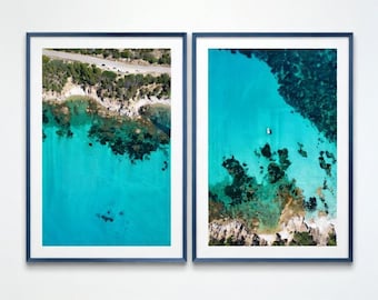 The Sardinian sea near Tuerredda - Diptych of photographic prints of the coast and crystal clear waters of the Sardinian sea, ITALY