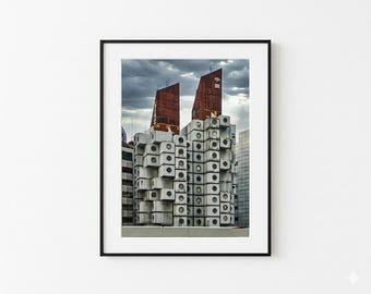 Nakagin Capsule Tower Print, Tokyo Architecture Photo, Brutalist Wall Art, Kisho Kurokawa Japan Photography, Industrial Decor, Urban Art