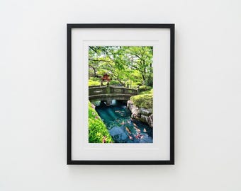 Kyoto Temple Bridge with Koi Carp Photo Print, Japanese Garden Wall Art, Japan Landscape Photography, Zen Home Decor, Japanese Fine Art