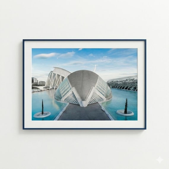 Valencia, Spagna, stampa fotografica della "Ciutat de les Arts i les Ciències": l'Hemisfèric, architettura moderna di Calatrava.