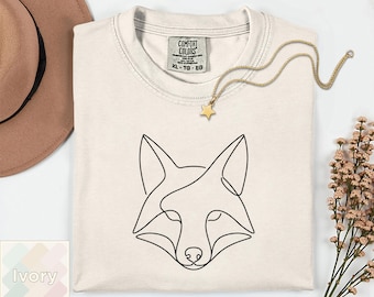 Maglietta minimalista con volpe / Maglietta con disegno naturalistico / Regalo boho per amanti della volpe / Top con animali selvatici / Maglietta moderna con tema boschivo Comfort Colors® 1717