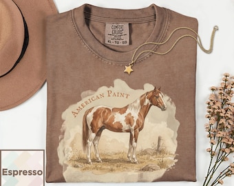 Maglietta vintage con cavallo / Maglietta American Paint Horse / Regalo da cowgirl western / Maglietta da rodeo equestre / Maglietta Ranch Life