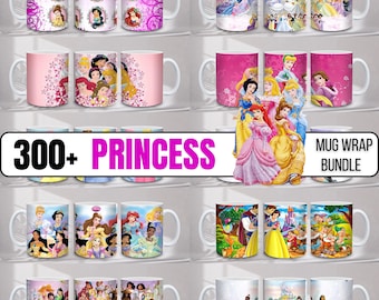 300+ Princess Mug Wrap Bundle | Princess Characters | 11oz & 15oz Sublimation Designs, Instant Download