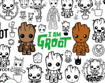 Baby Groot SVG Bundle, I Am Groot Clipart, Layered Files (Instant Download)