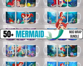 50+Little Mermaid Mug Wrap Designs Bundle: 11oz 15oz PNG (Digital Download)