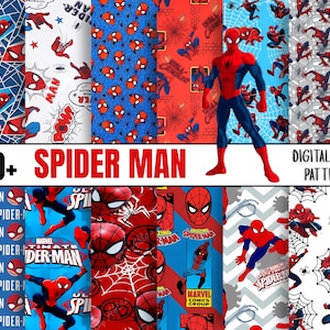 Más de 30 papeles digitales de héroes araña / Fondos de álbumes de recortes de cómics / Texturas de patrones de lanzatelarañas / Cómic de superhéroes / Descarga instantánea n.° 2