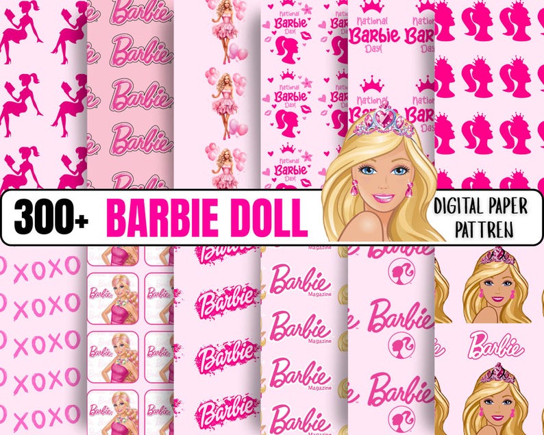 Barbie Doll Digital Papers, Digital Download, Seamless Patterns - Etsy ...